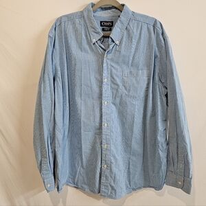 CHAPS Lot of 2 XXL Plaid Button Front Shirts Red Black Blue Cotton Blend